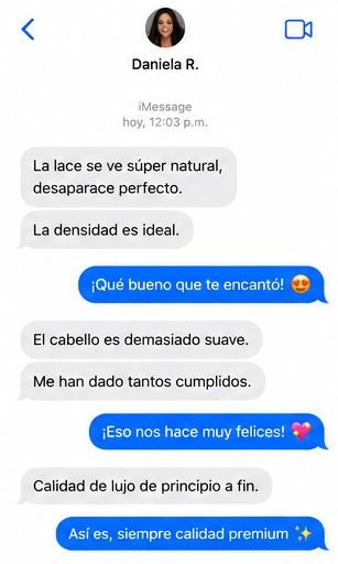 Conversación real con Daniela R. sobre el encaje natural, la densidad y la suavidad de su peluca Flying Dove