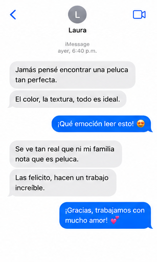 Conversación real con Laura sobre el color, la textura y el aspecto natural de su peluca Flying Dove